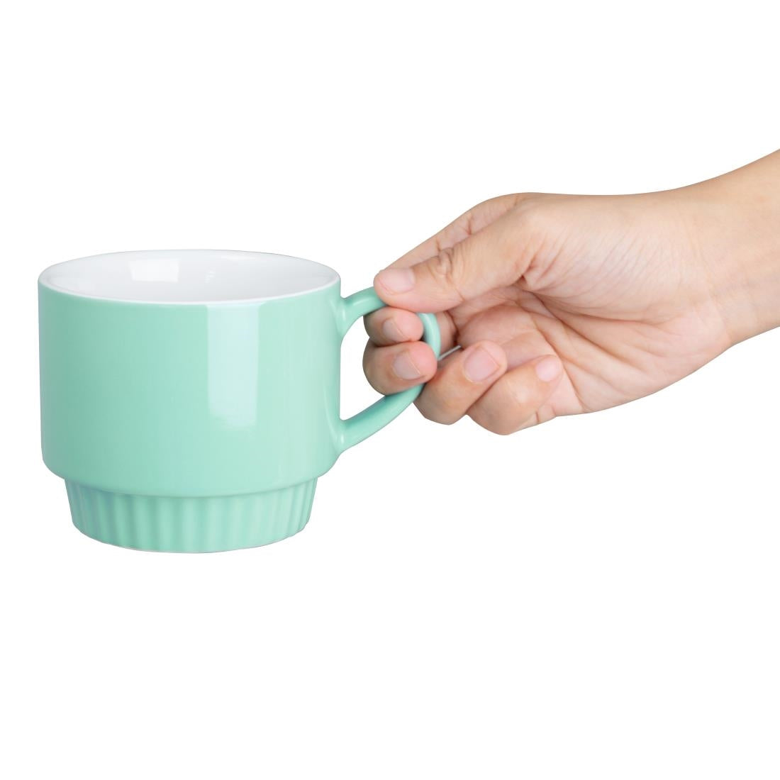 Olympia Café Stacking Mugs Aqua 340ml (6 Pack)