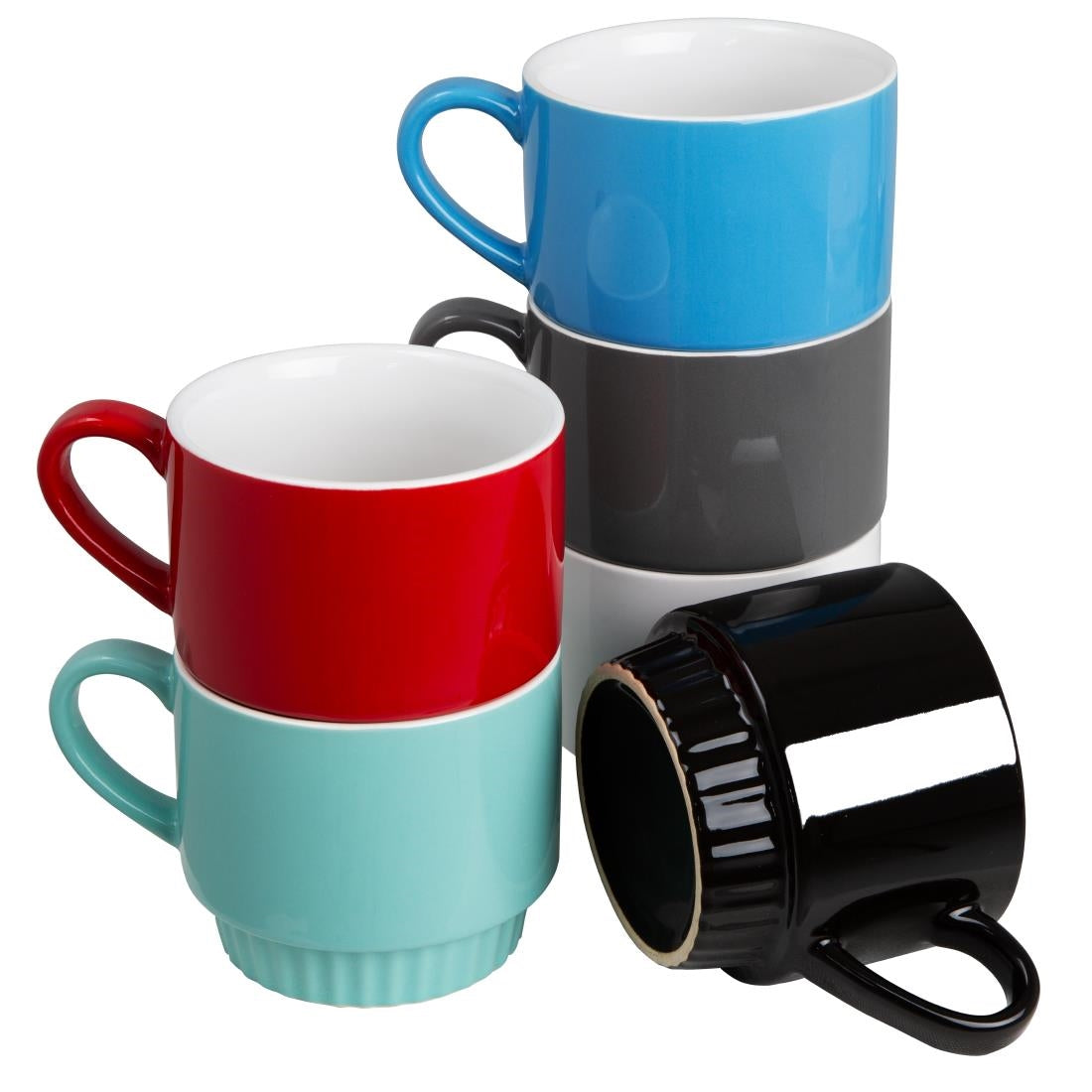 Olympia Café Stacking Mugs Aqua 340ml (6 Pack)