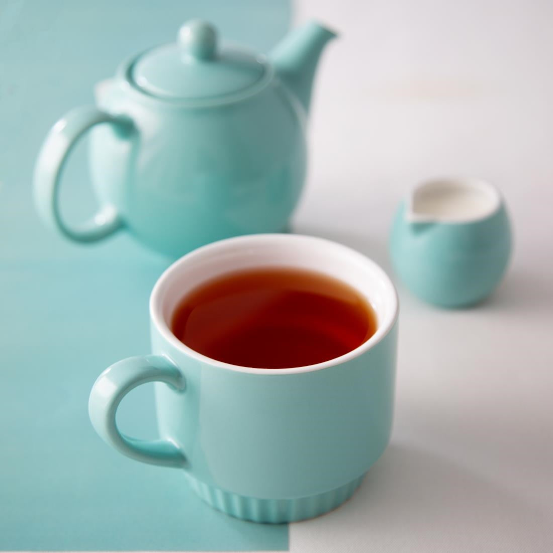 Olympia Café Stacking Mugs Aqua 340ml (6 Pack)