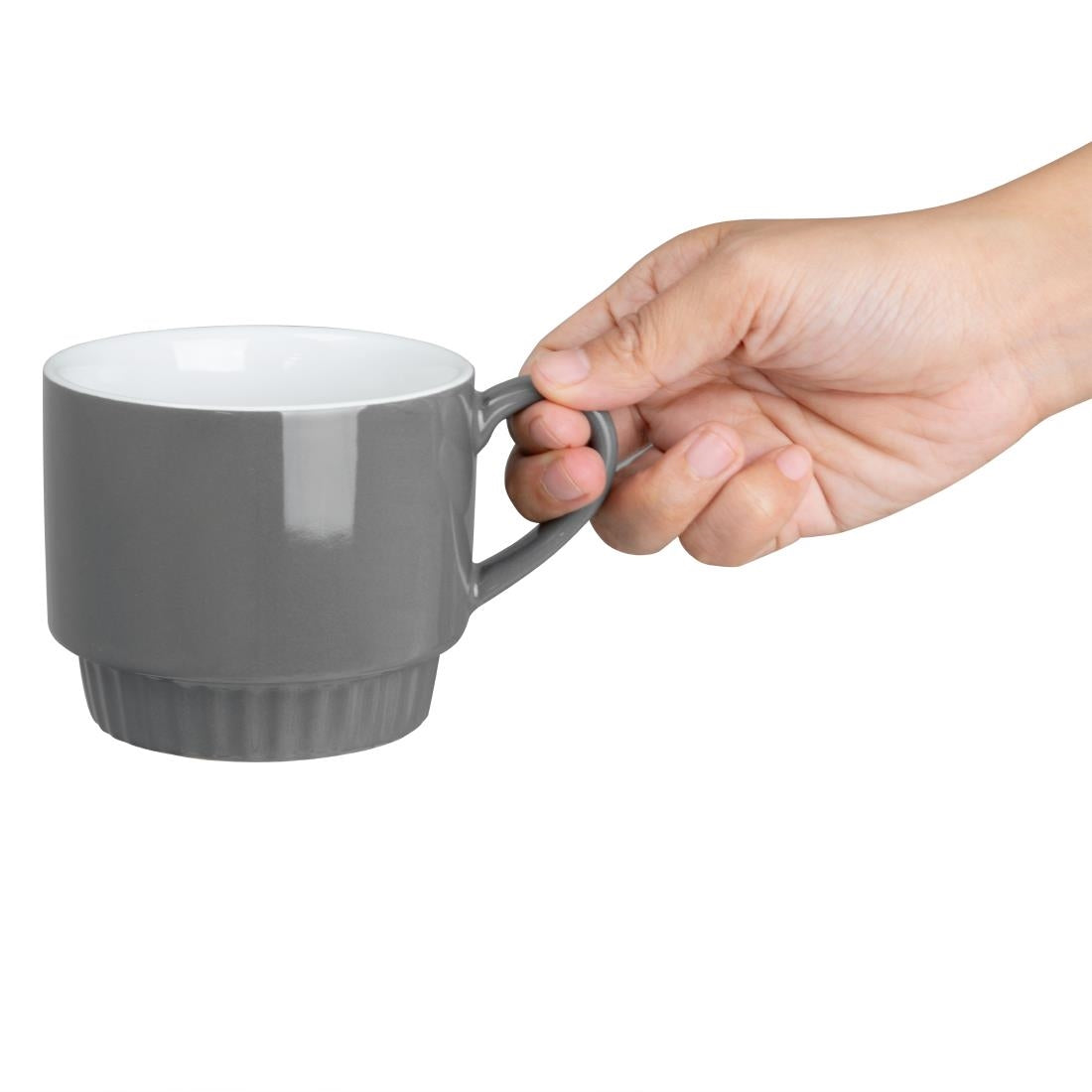 Olympia Café Stacking Mugs Charcoal 340ml (6 Pack)