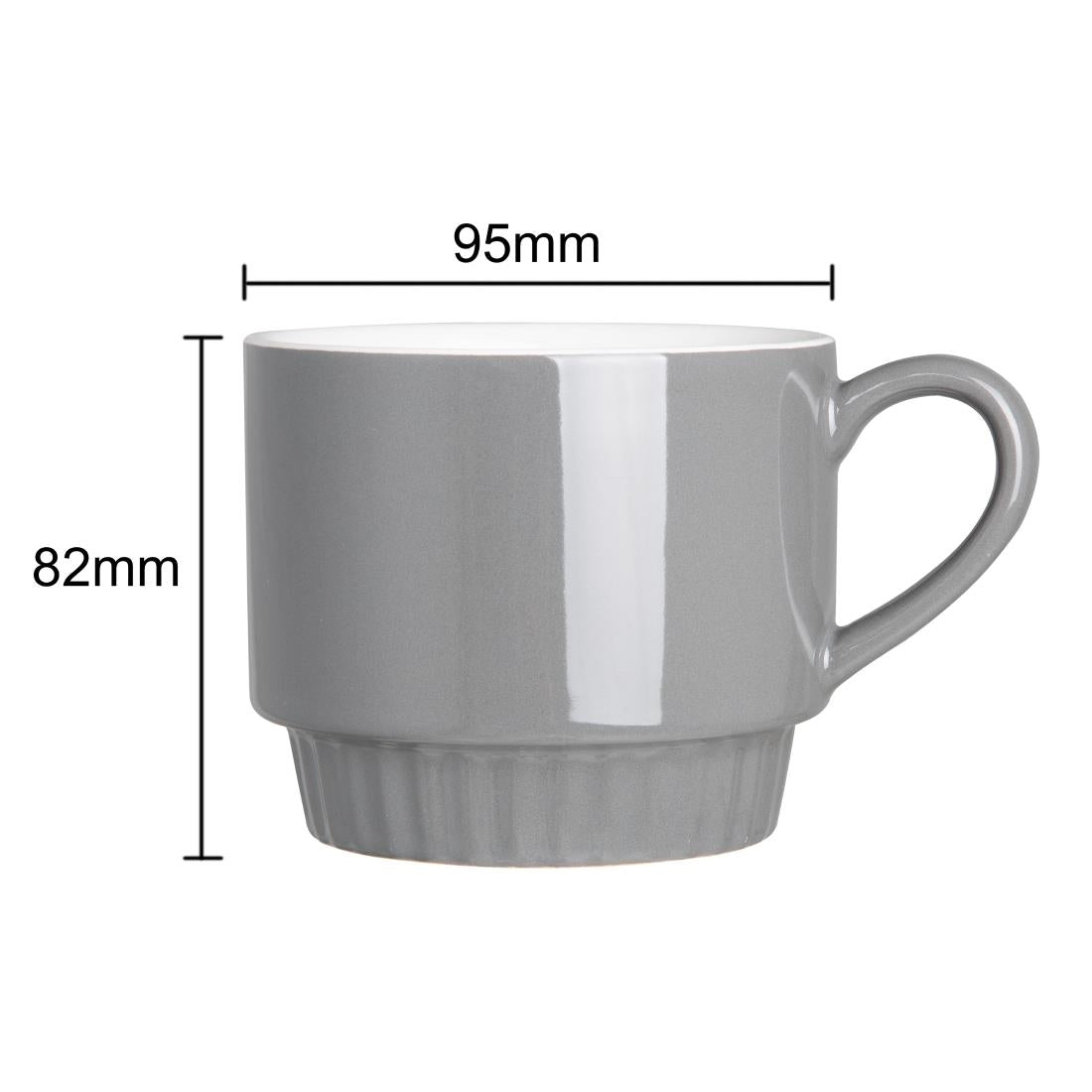 Olympia Café Stacking Mugs Charcoal 340ml (6 Pack)
