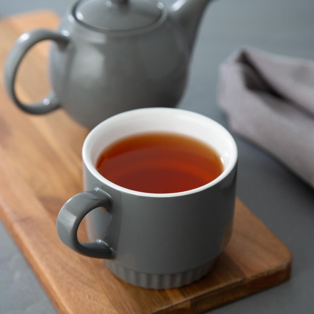 Olympia Café Stacking Mugs Charcoal 340ml (6 Pack)