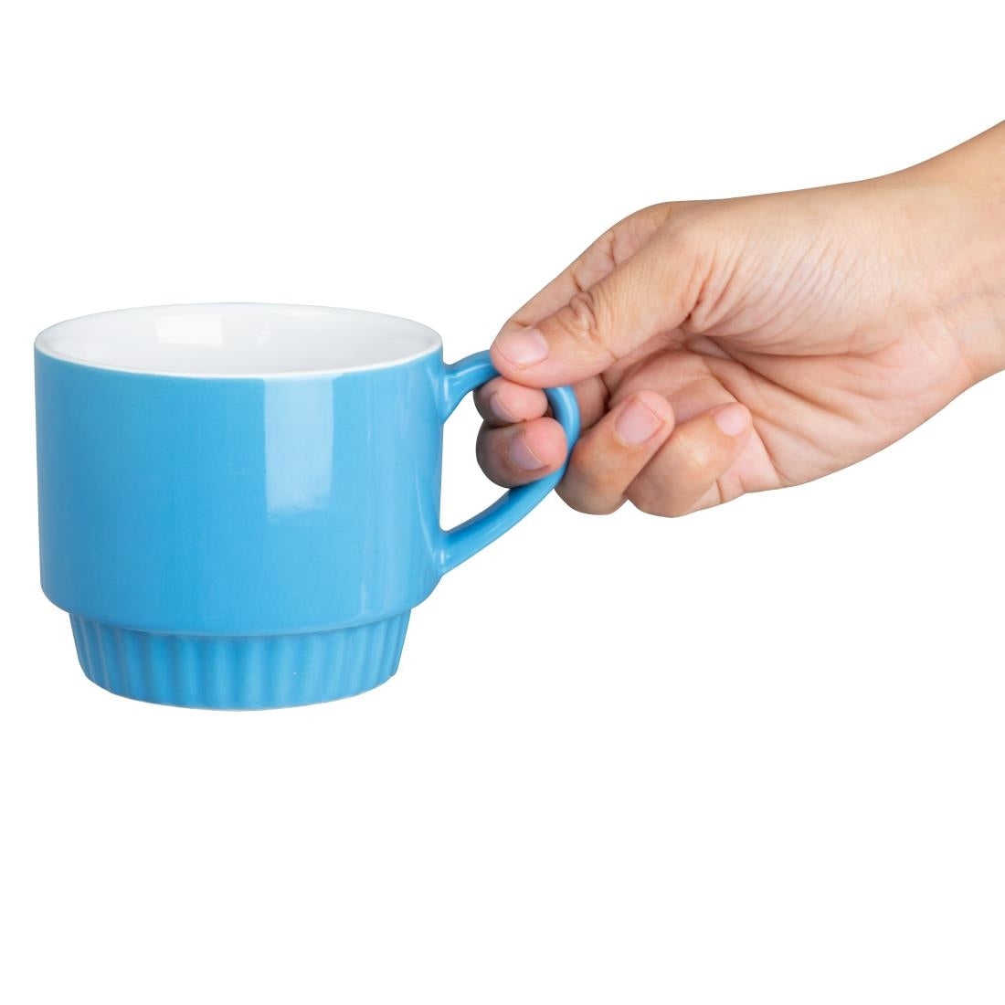 Olympia Café Stacking Mugs Blue 340ml (6 Pack)