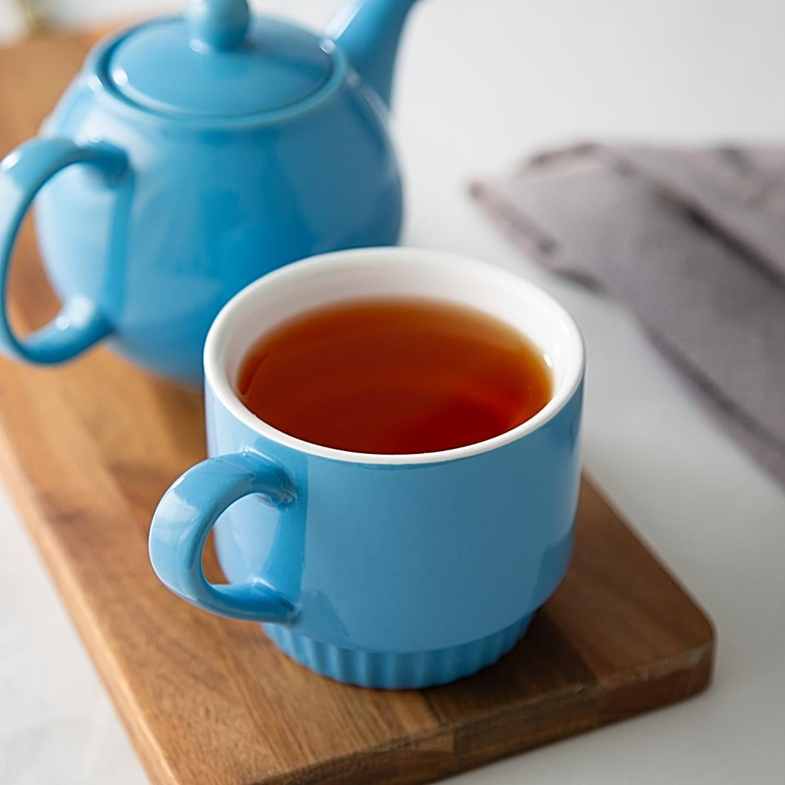 Olympia Café Stacking Mugs Blue 340ml (6 Pack)