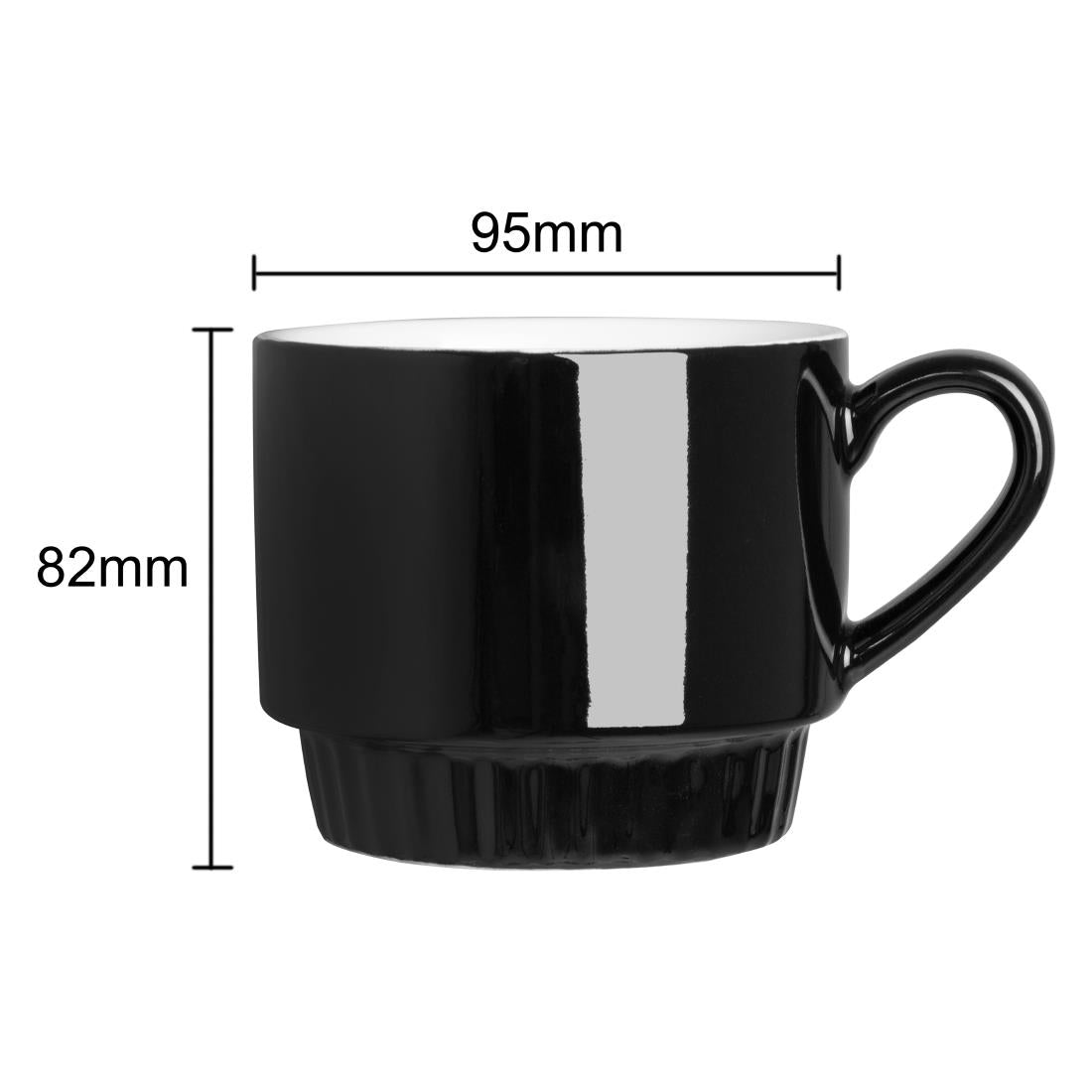 Olympia Café Stacking Mugs Black 340ml (6 Pack)