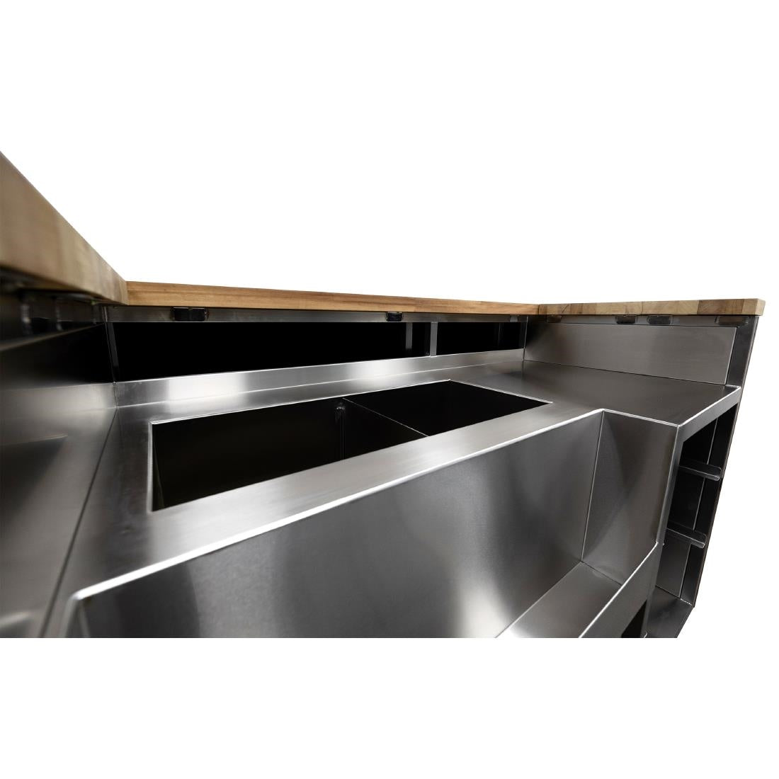 JK035 Parry Events Bar with Iroko wood bar top and oak clad front/sides (Direct)