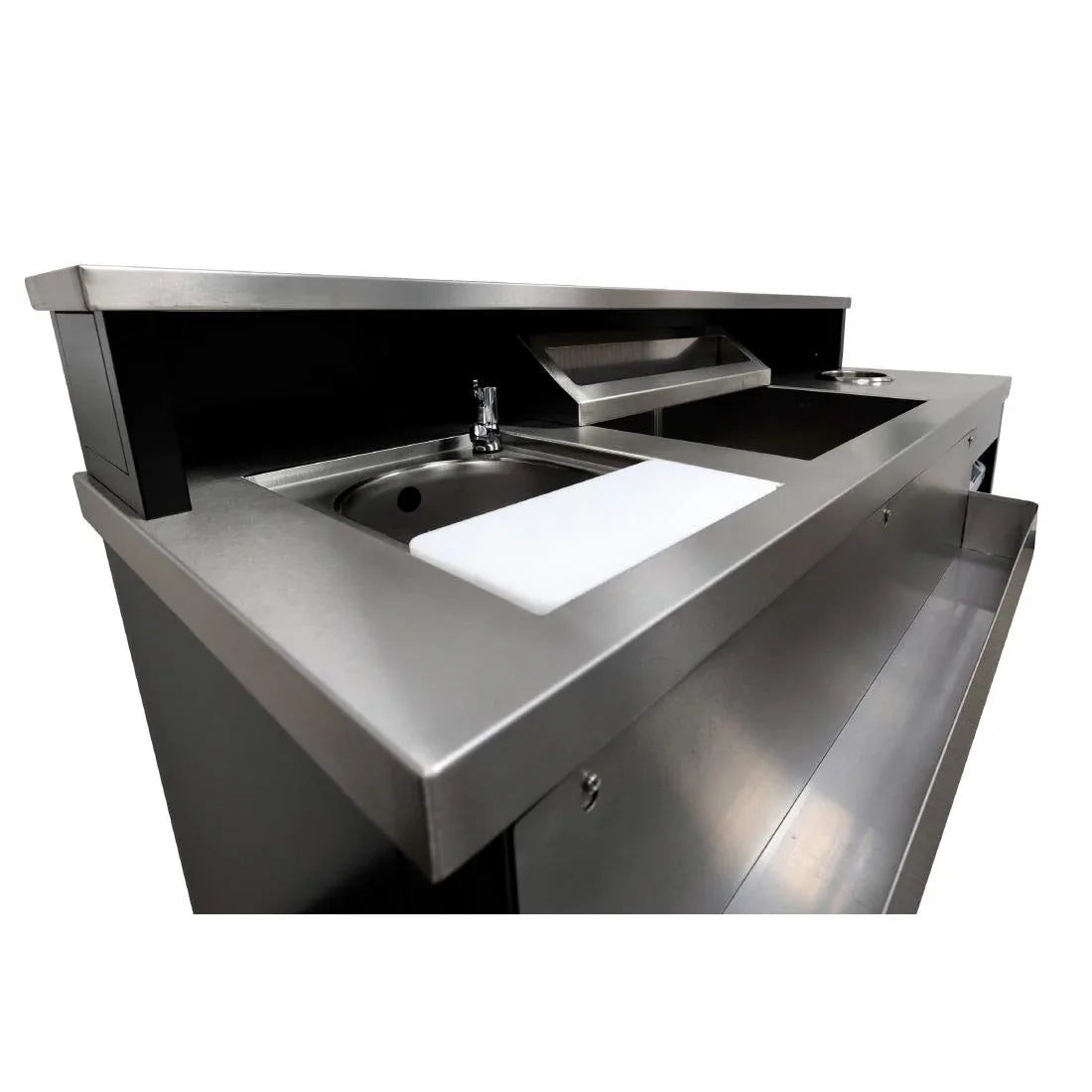 JK036 Parry Events Bar with upstand, stainless steel bar top and powder coated front/sides (Direct)