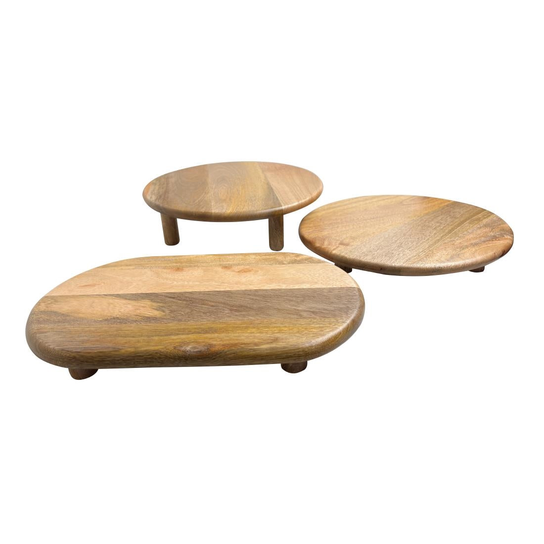 Olympia Mango Wood Round Display Stand with Legs 300x80mm