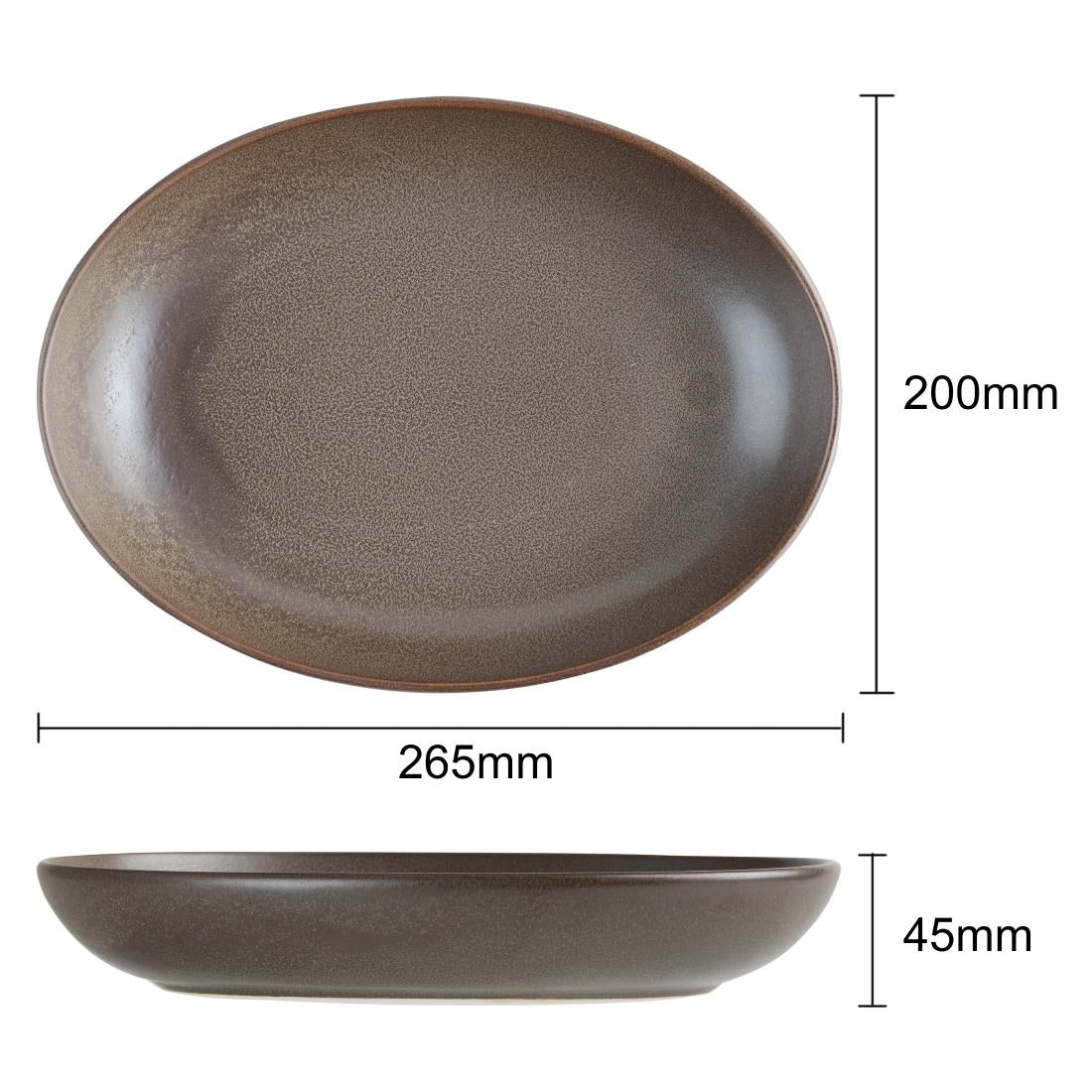 Olympia Ember Oval Bowls Mahogany 265x200mm (4 Pack)