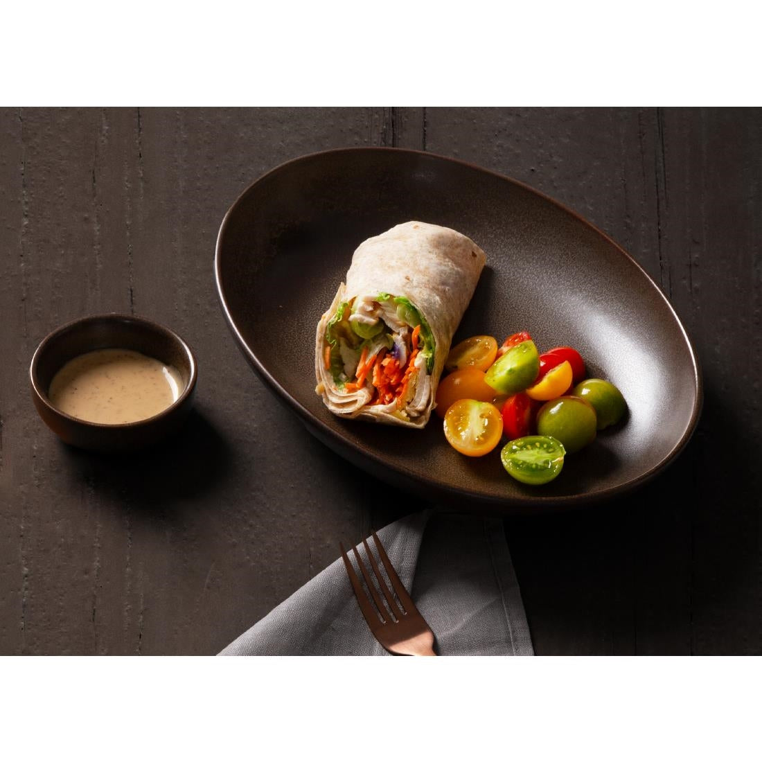 Olympia Ember Oval Bowls Mahogany 265x200mm (4 Pack)