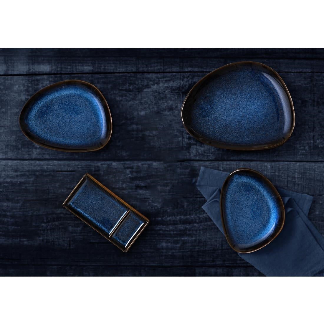 Olympia Luna Triangular Plates Midnight Blue 275x210mm (6 Pack)