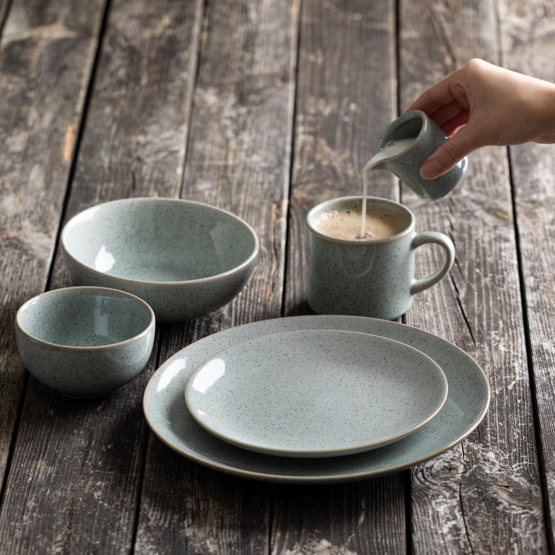 Olympia Origin Coupe Plates Duck Egg Blue 200mm (4 Pack)