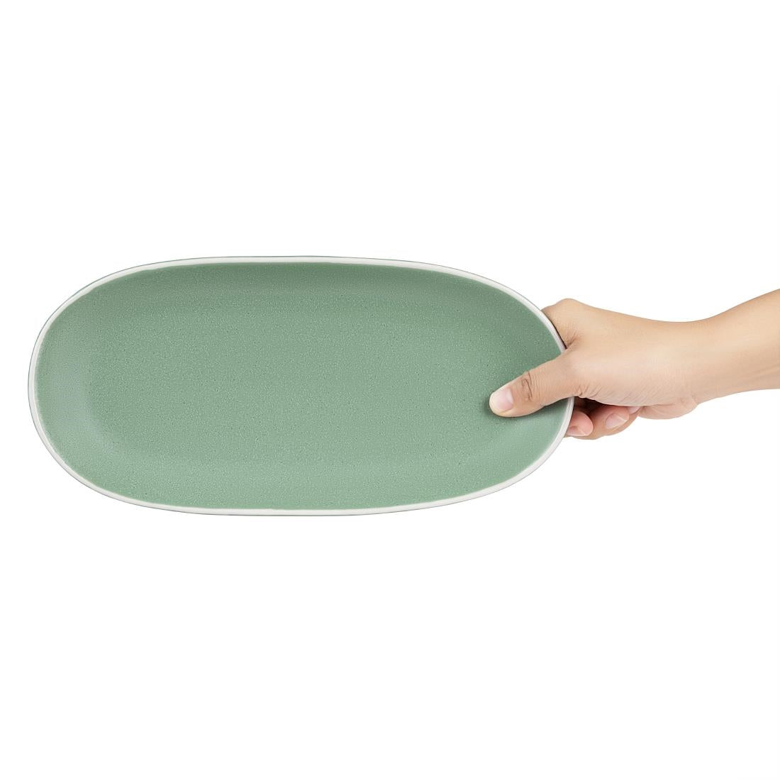 Olympia Chia Oval Plates Green 280x135mm (6 Pack)