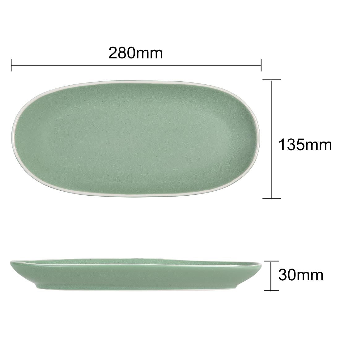 Olympia Chia Oval Plates Green 280x135mm (6 Pack)