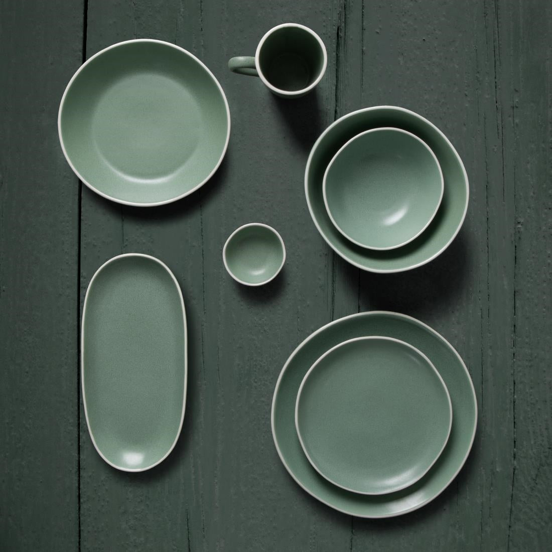 Olympia Chia Oval Plates Green 280x135mm (6 Pack)