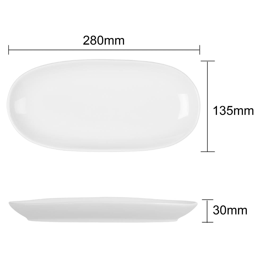Olympia Chia Oval Plates White 280x135mm (6 Pack)