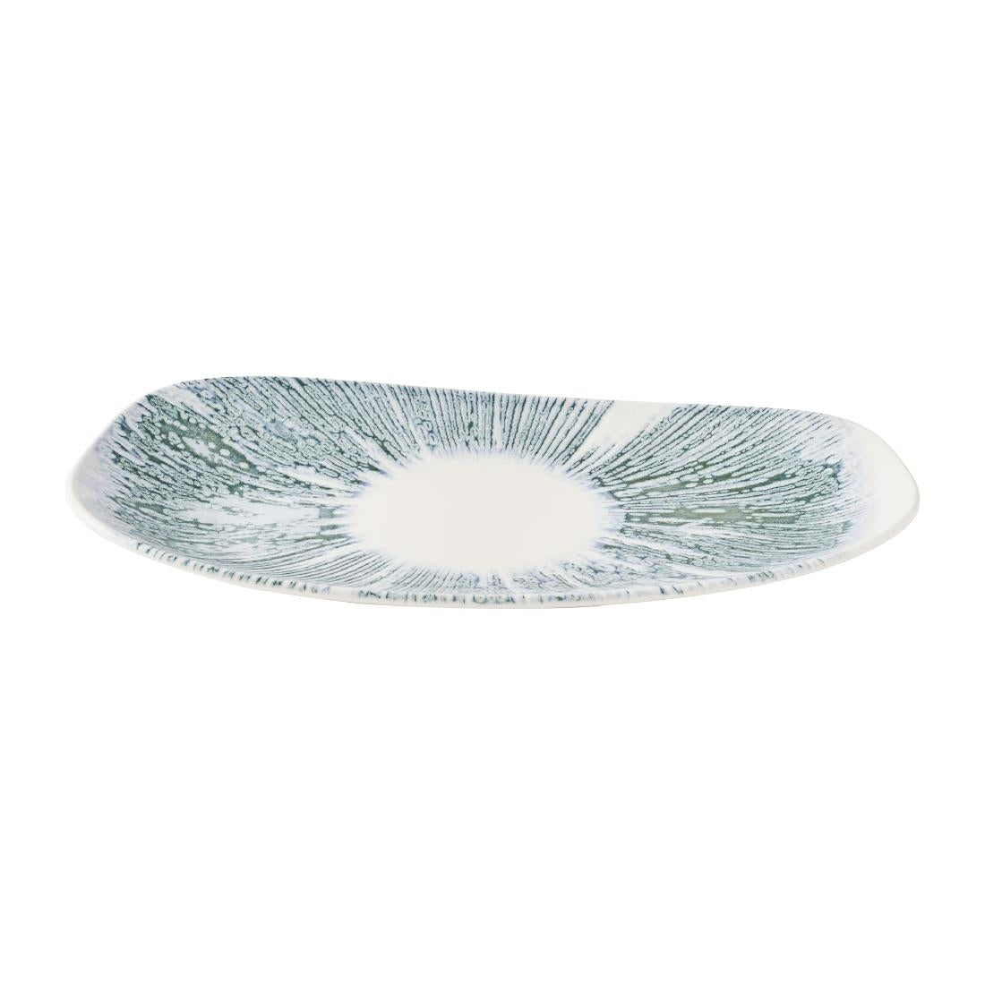Churchill Lyra Organic Oblong Plates Blue Opal 350x185mm (6 Pack)