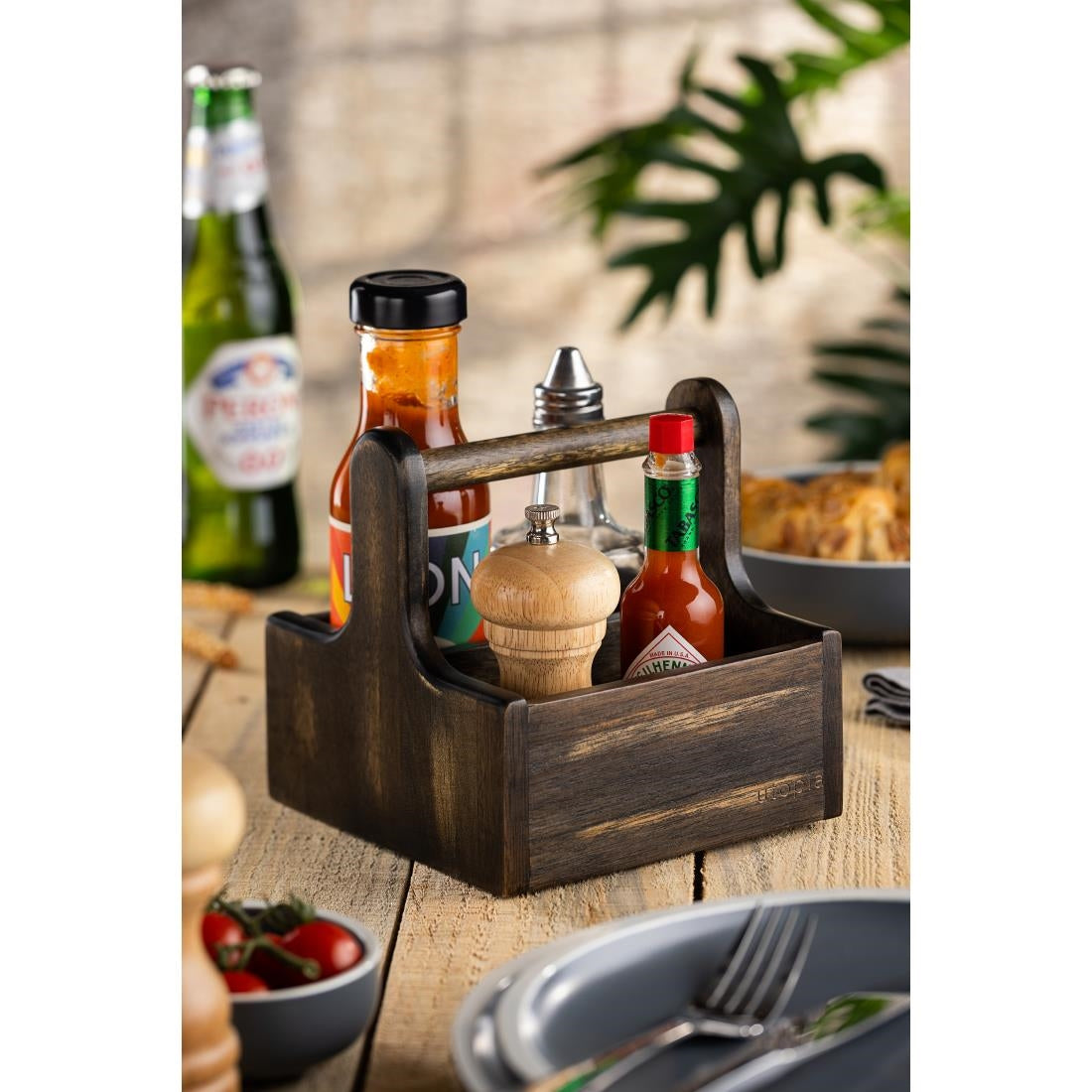 Utopia Small Wooden Table Caddy Black (2 Pack)