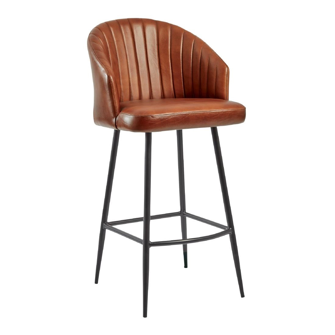 Brooklyn Bruciato Leather Bar Stool Tan