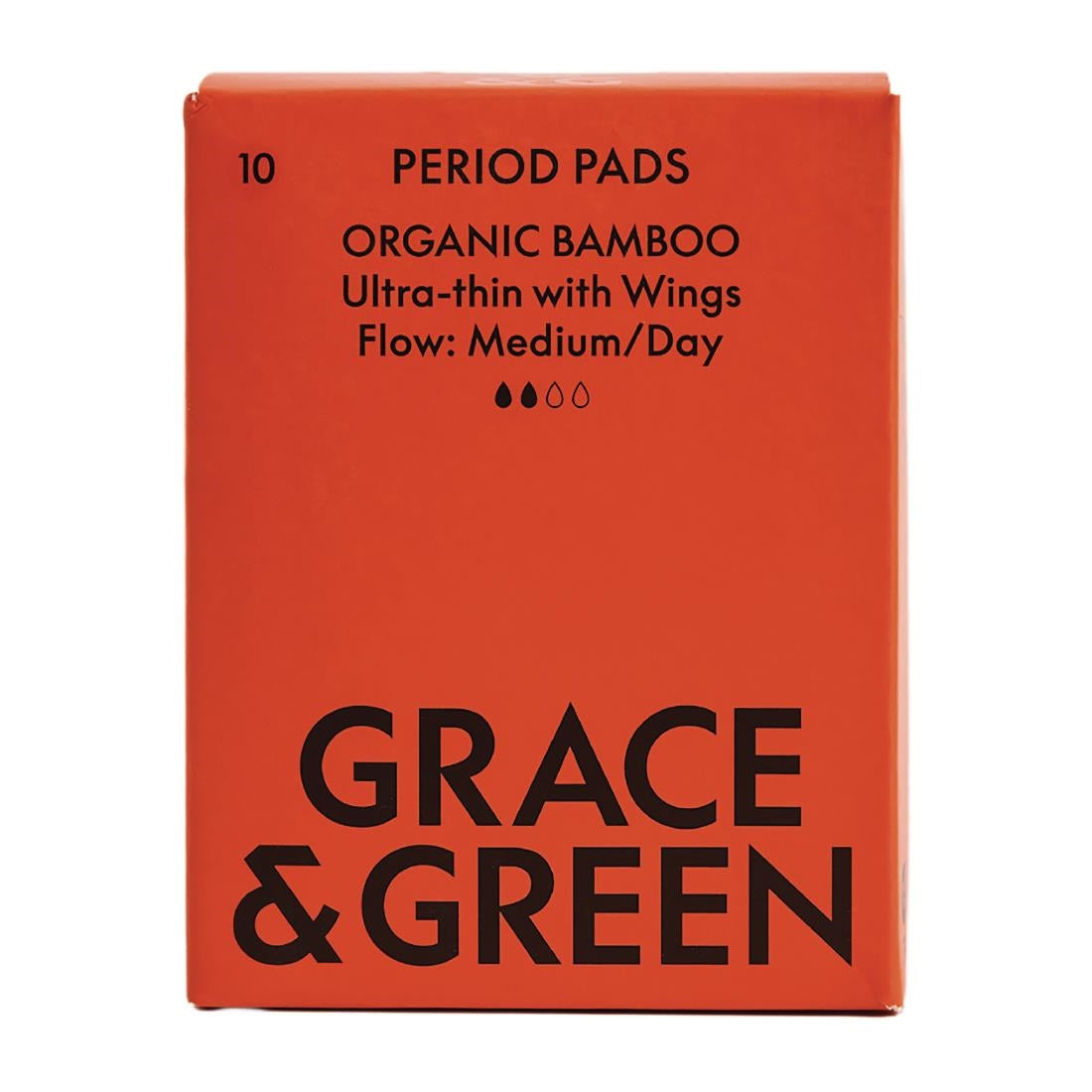 Grace & Green Organic Bamboo Period Pads, Medium (10 Pack)