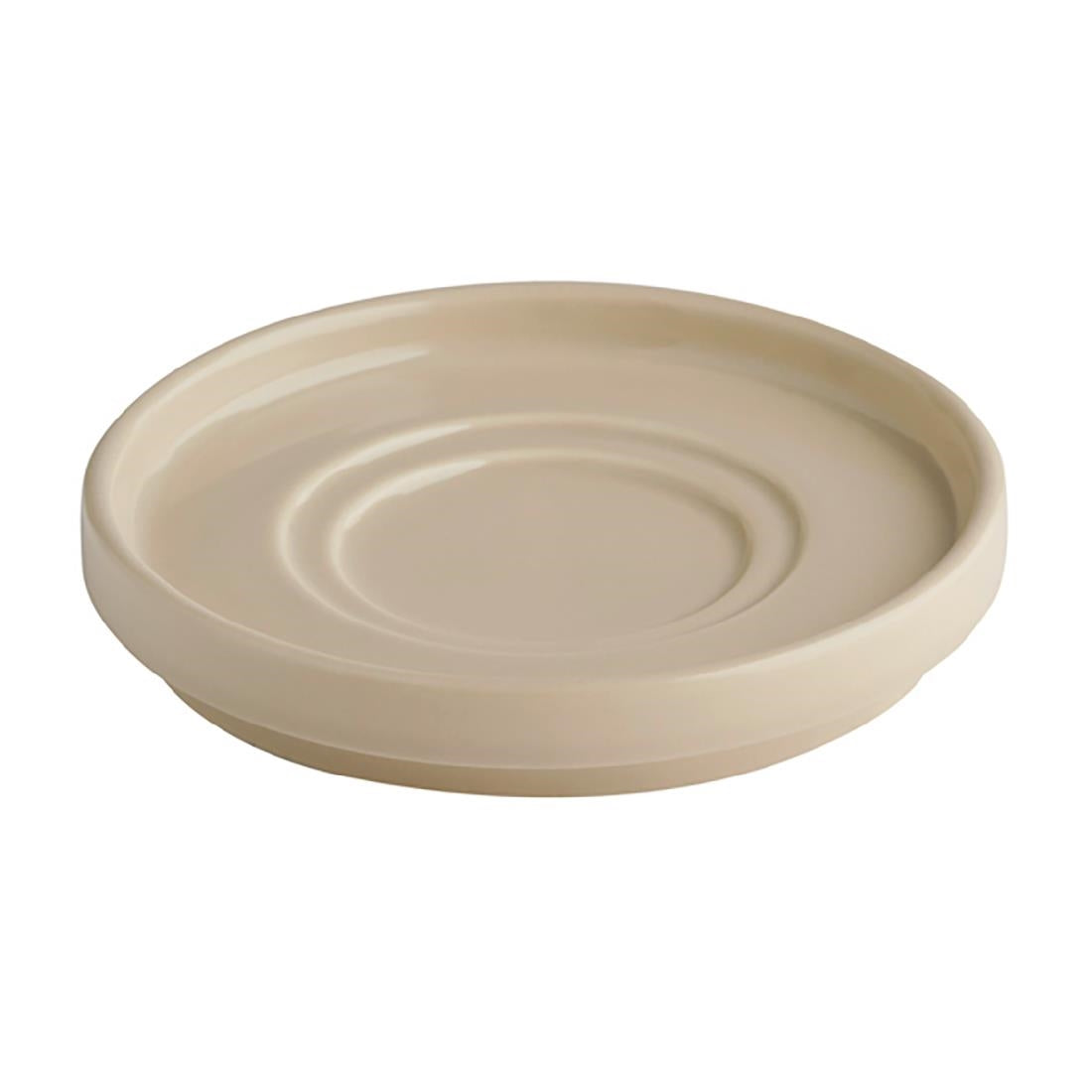 APS THE GRID Porcelain Espresso Saucers Sand 125mm (6 Pack)