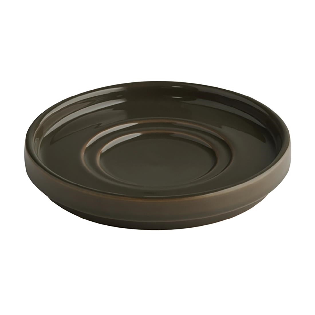APS THE GRID Porcelain Espresso Saucers Brown 125mm (6 Pack)