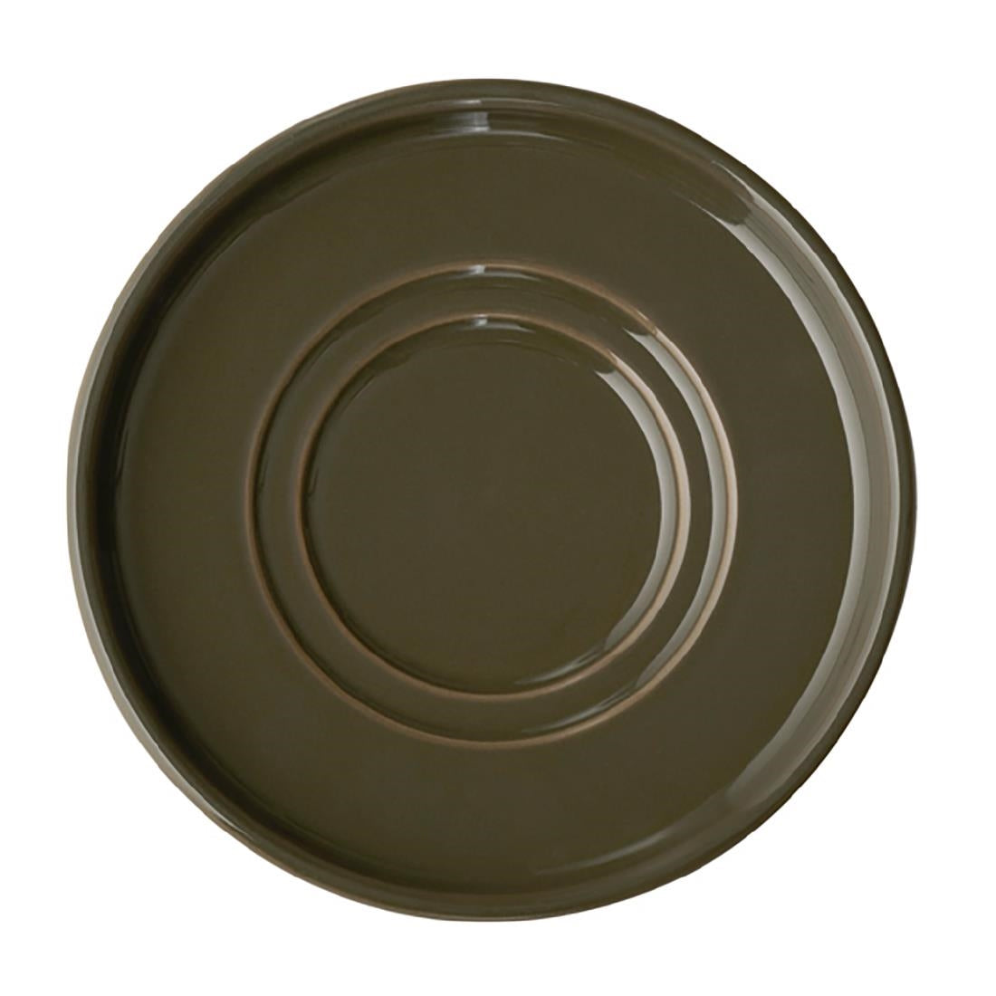 APS THE GRID Porcelain Espresso Saucers Brown 125mm (6 Pack)