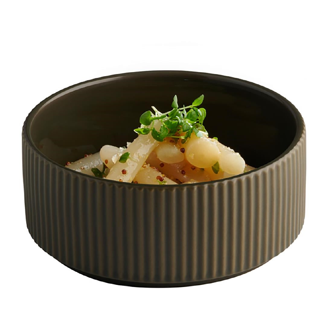APS THE GRID Porcelain Bowls Brown 450ml (6 Pack)