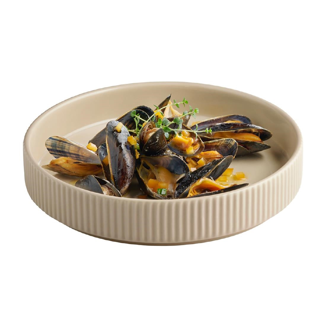 APS THE GRID Porcelain Walled Plates Sand 200mm (3 Pack)