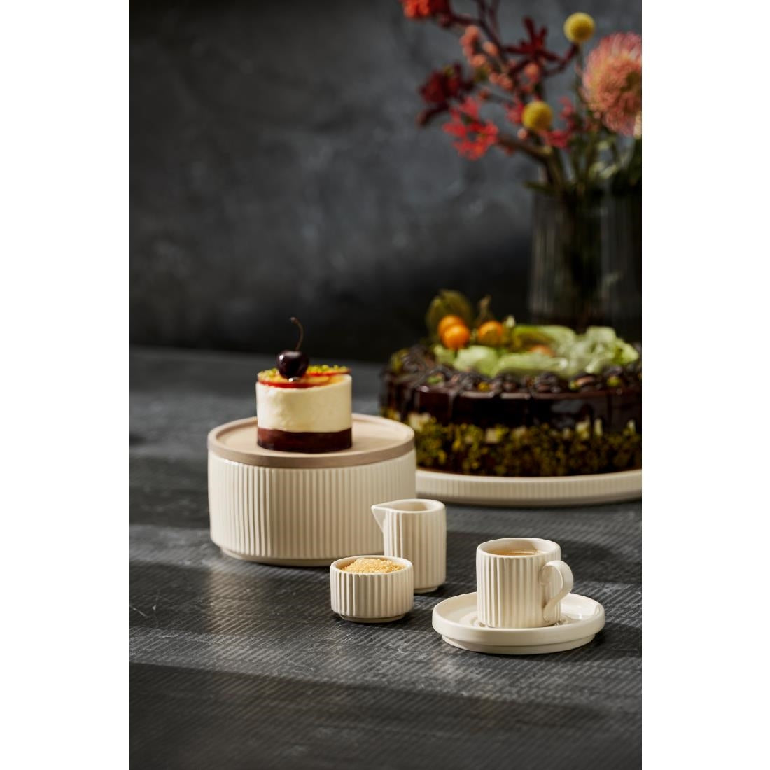 APS THE GRID Lacquered Oak Wood Plate 140mm