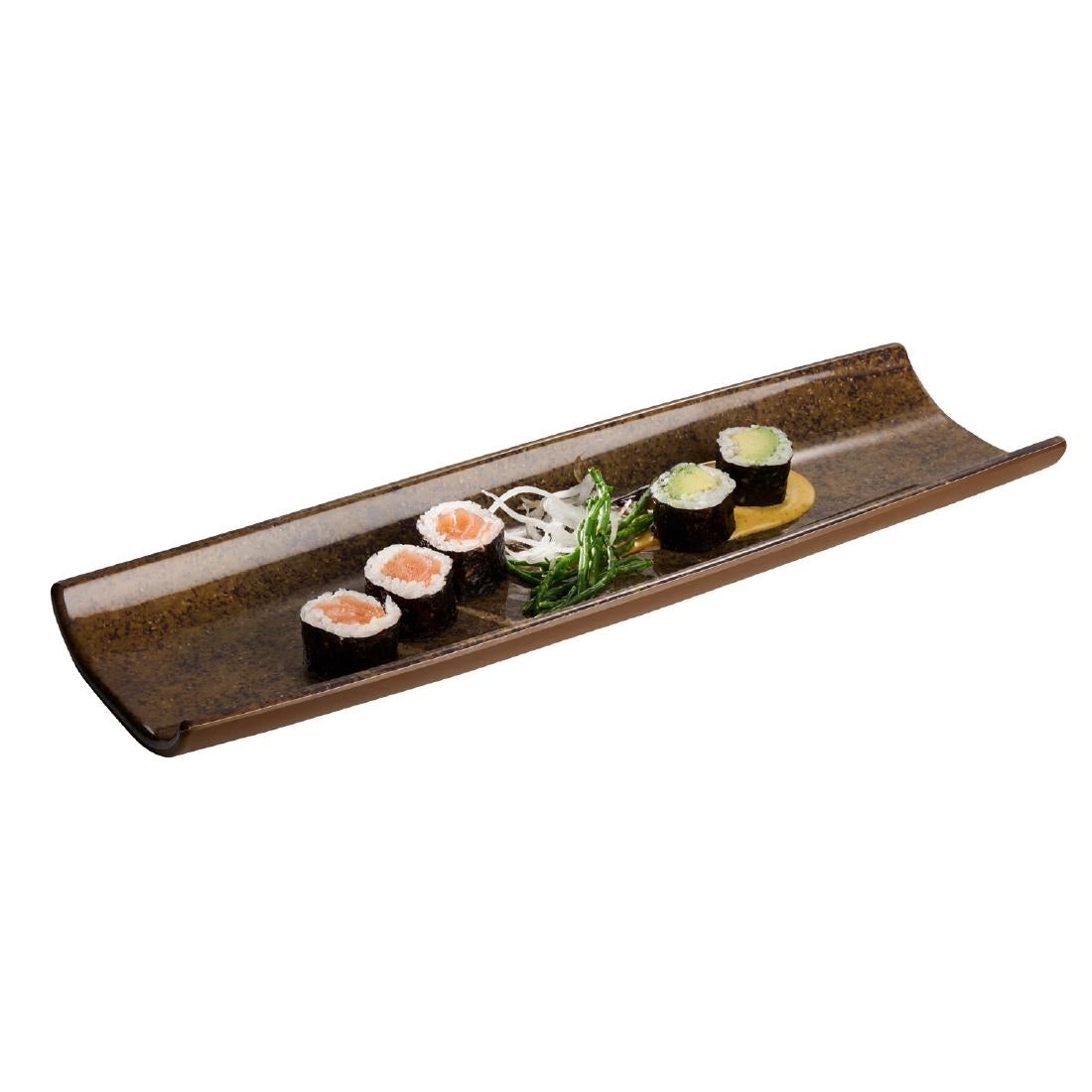 APS UMI Rectangular Tray/Sushi Board Brown 410x130mm