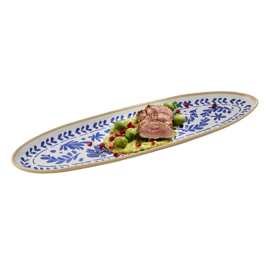 APS FLORYN Melamine Tray White & Blue GN 2/4 530x162mm