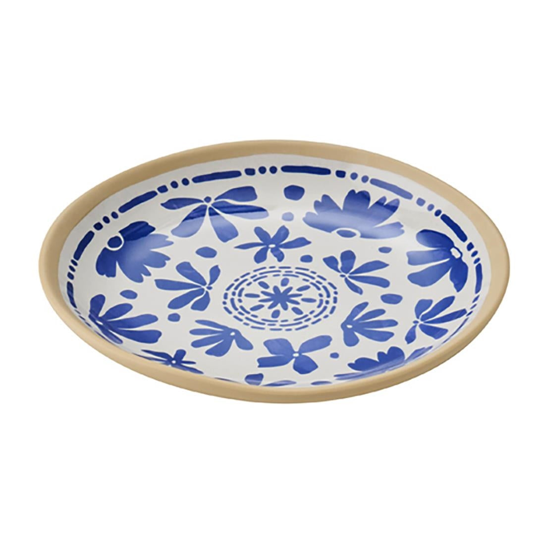 APS FLORYN Melamine Plate White & Blue 155mm