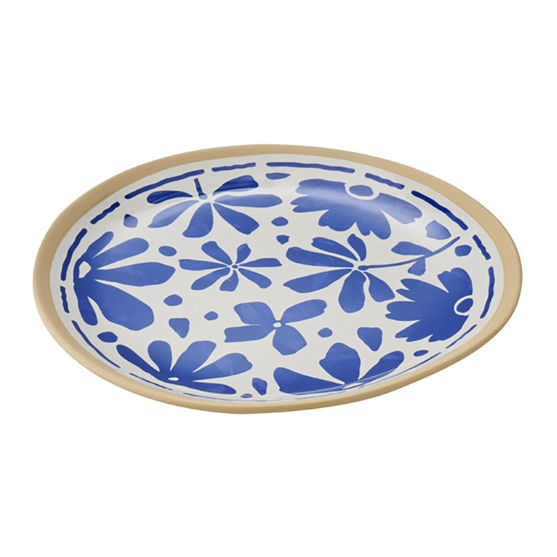 APS FLORYN Melamine Plate White & Blue 215mm