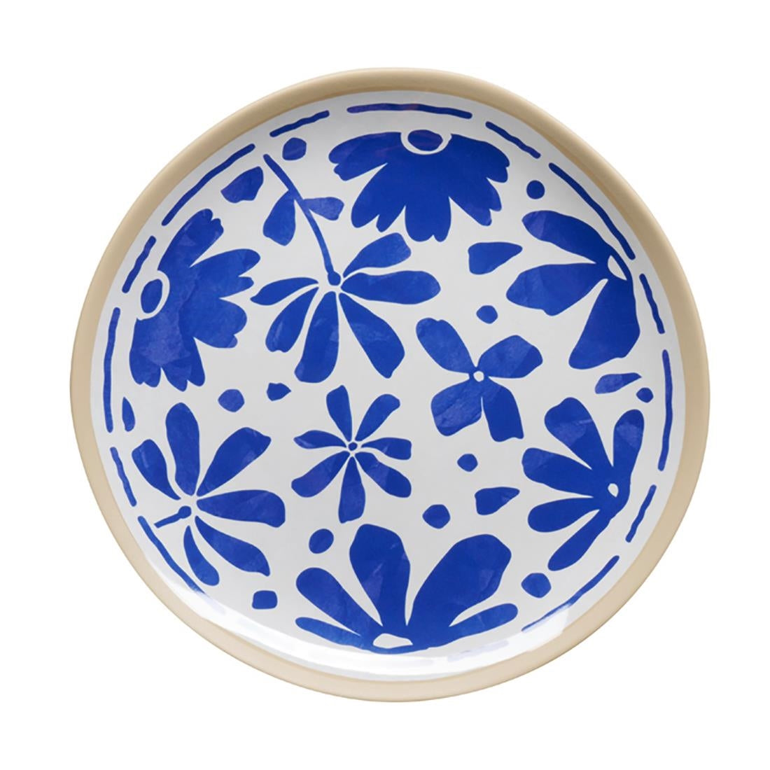 APS FLORYN Melamine Plate White & Blue 215mm