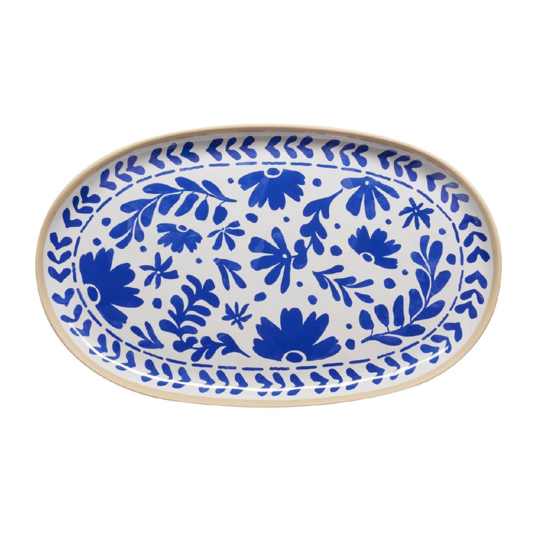 APS FLORYN Melamine Tray White & Blue 405x245mm