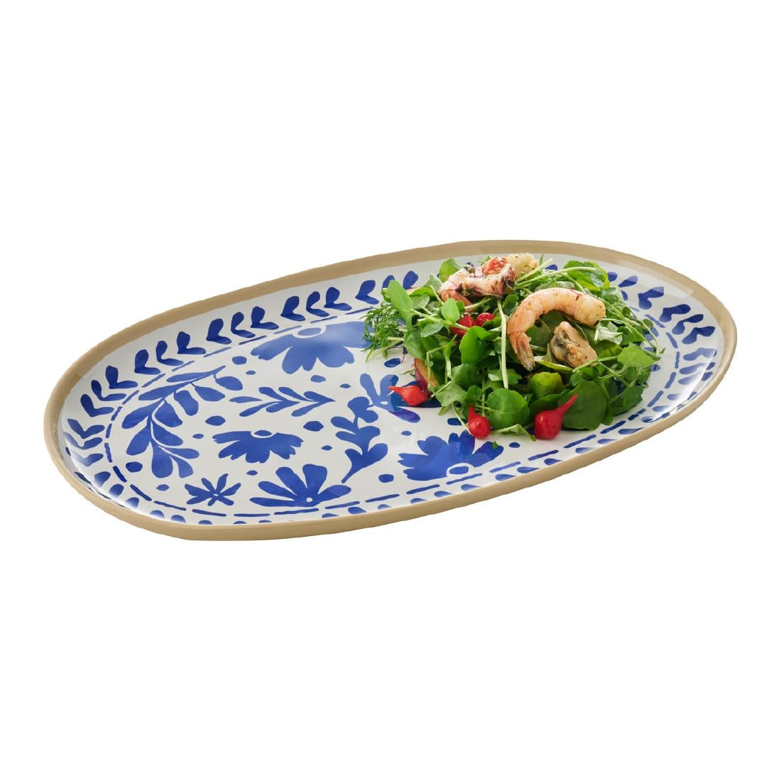 APS FLORYN Melamine Tray White & Blue 405x245mm