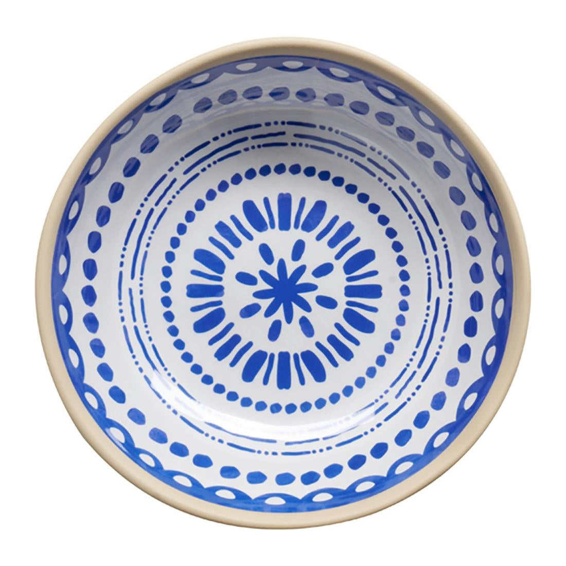 APS FLORYN Melamine Bowl White & Blue 190mm