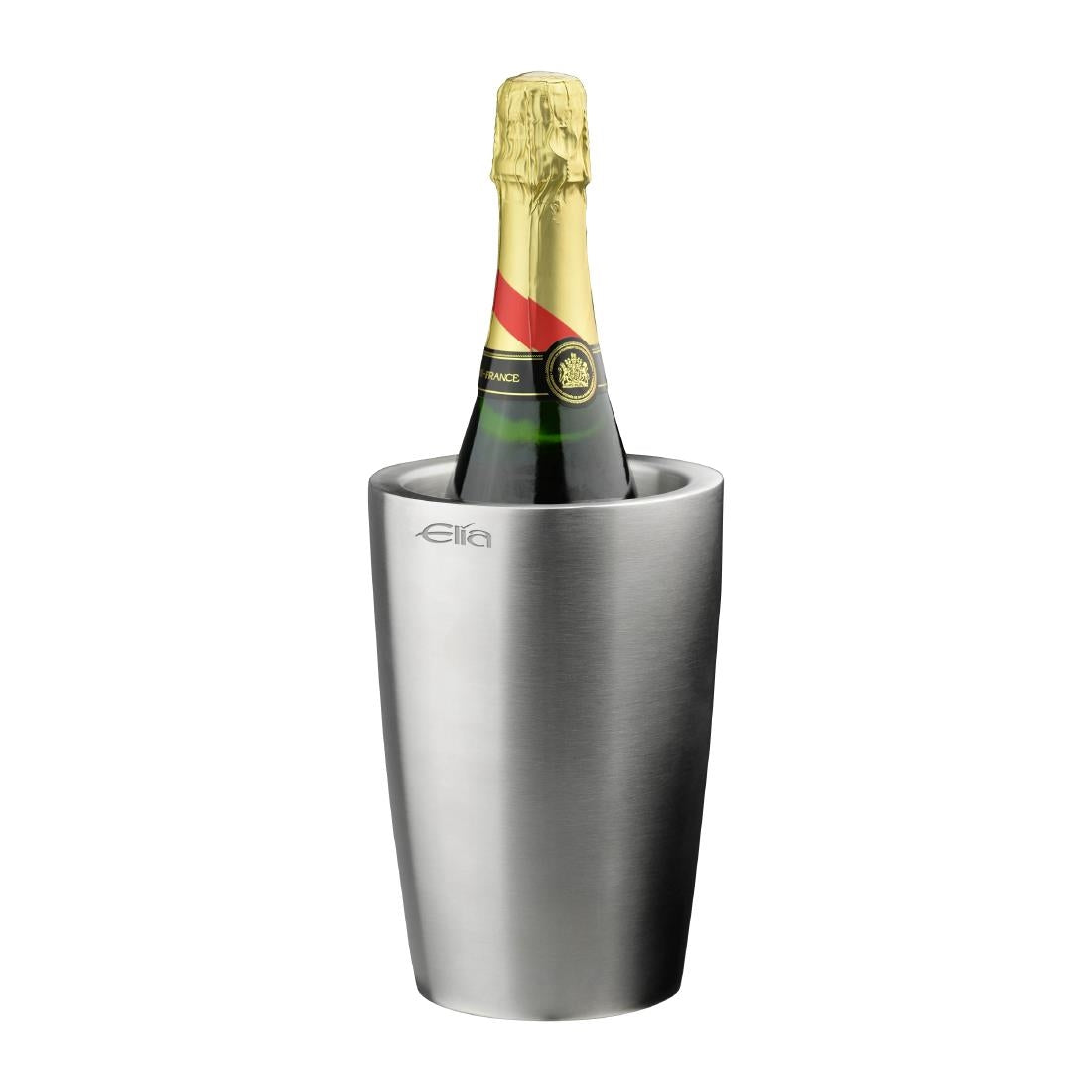 Elia Insulated Curved Bottle Cooler Satin Steel 130mm