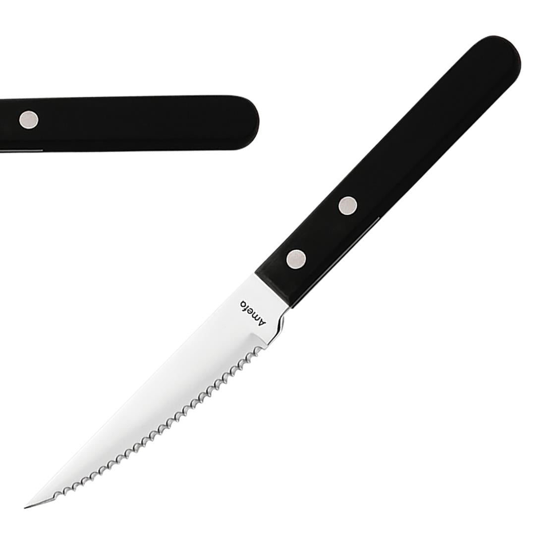 Amefa 2 Rivet Steak Knives Black (12 Pack)