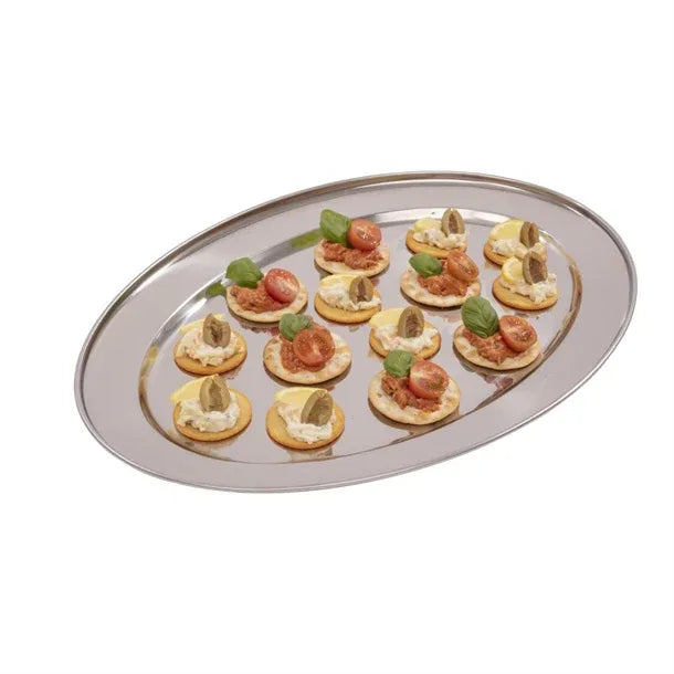 K367 Olympia Stainless Steel Oval Serving Tray 500mm K367 - JD Catering Equipment Solutions Ltd