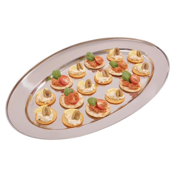 K368 Olympia Stainless Steel Oval Serving Tray 550mm K368