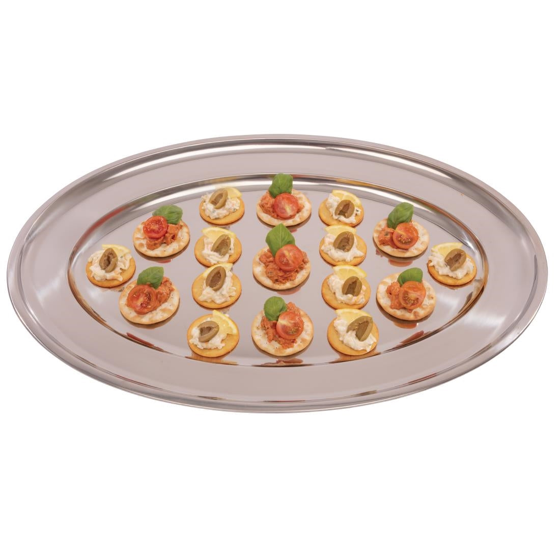 K369 Olympia Stainless Steel Oval Serving Tray 605mm K369