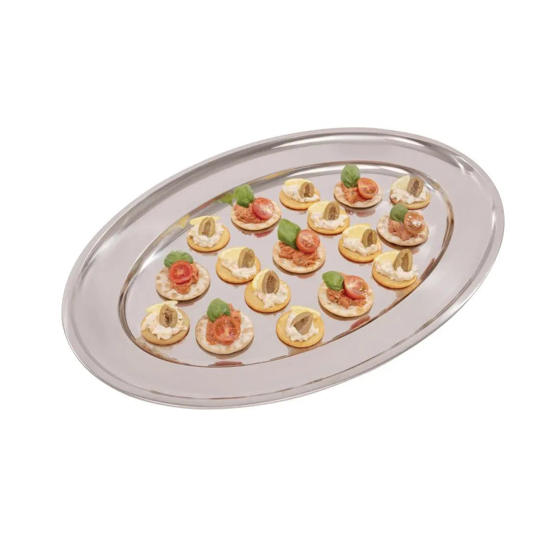 K369 Olympia Stainless Steel Oval Serving Tray 605mm K369 - JD Catering Equipment Solutions Ltd