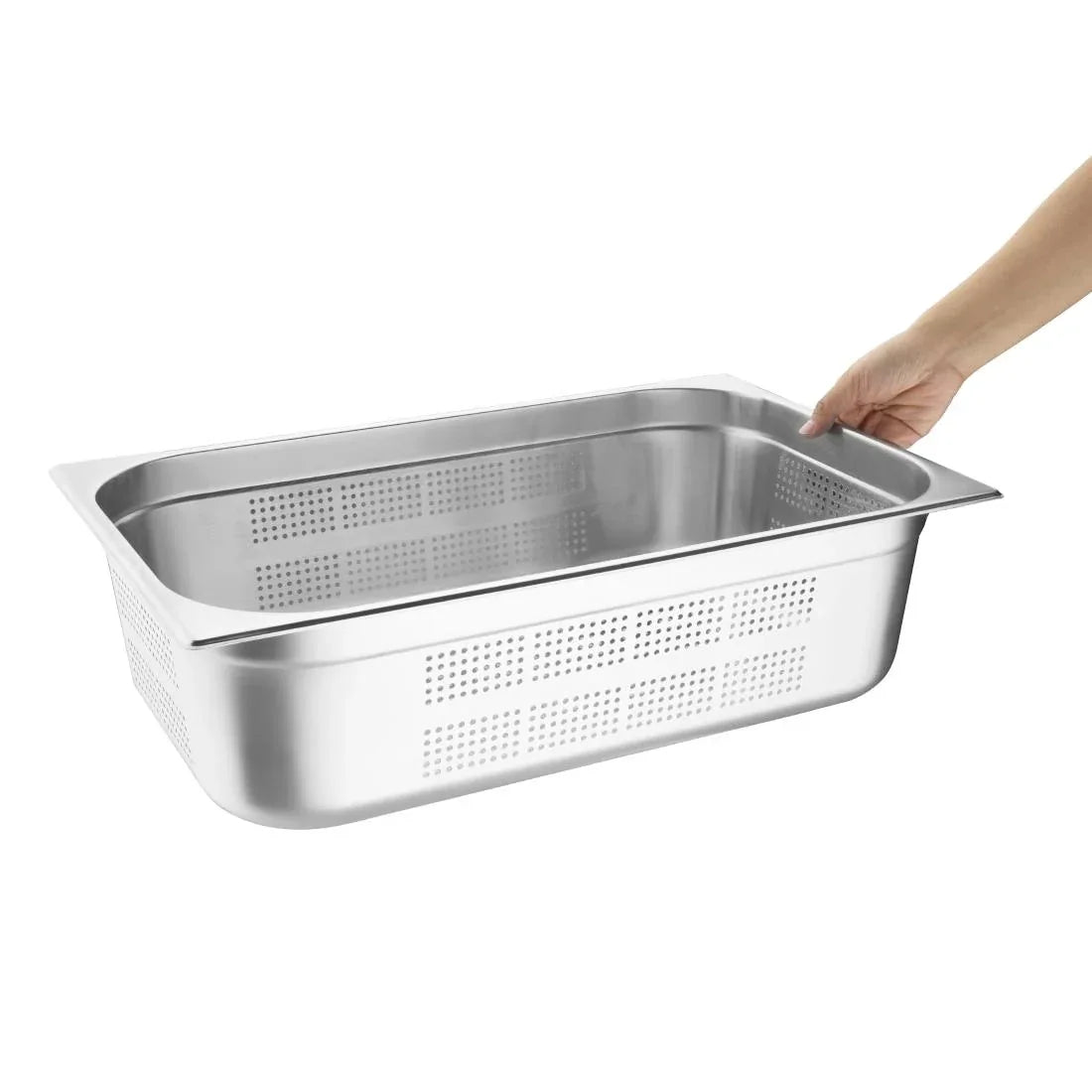 K842 Vogue Stainless Steel Perforated 1/1 Gastronorm Pan 150mm - JD Catering Equipment Solutions Ltd