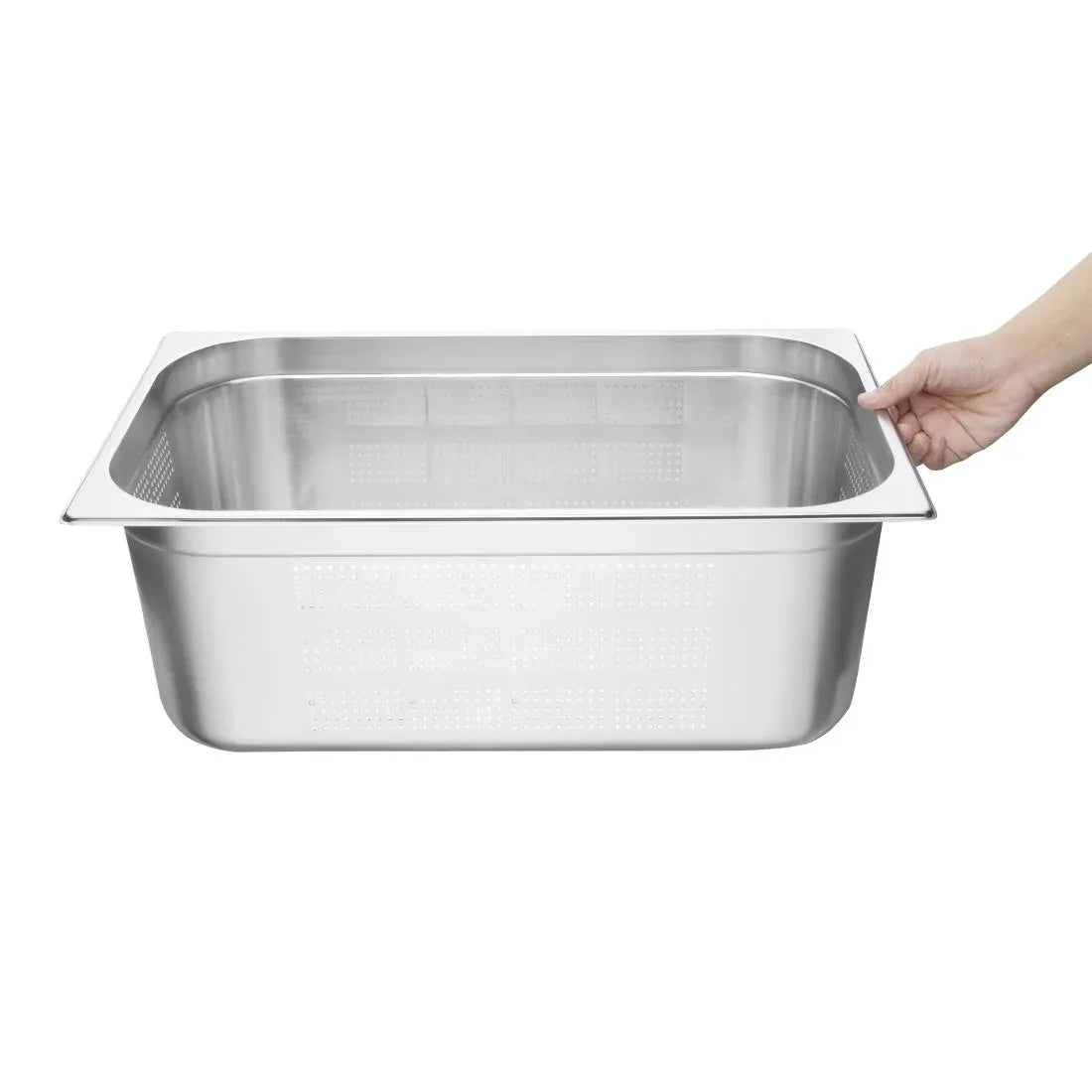 K843 Vogue Stainless Steel Perforated 1/1 Gastronorm Pan 200mm - JD Catering Equipment Solutions Ltd
