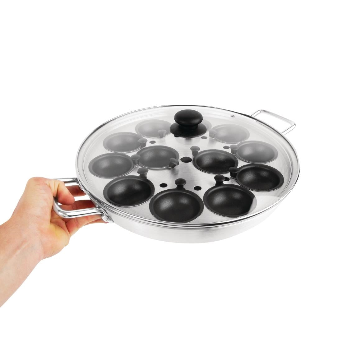 HT975 Vogue Aluminium Egg Poacher Non-Stick Cups - 12 Egg 350mm 14"Dia