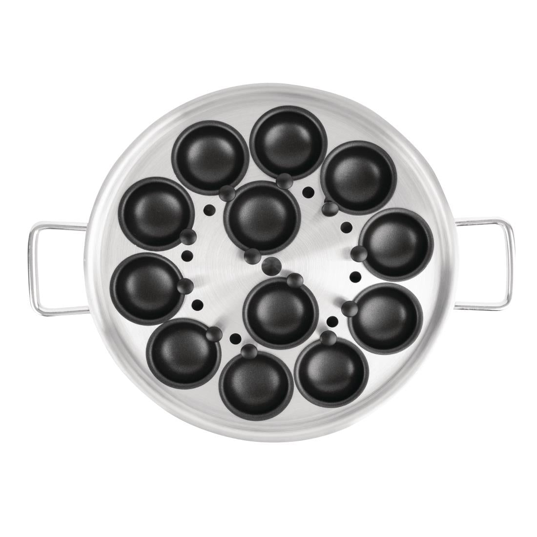 HT975 Vogue Aluminium Egg Poacher Non-Stick Cups - 12 Egg 350mm 14"Dia