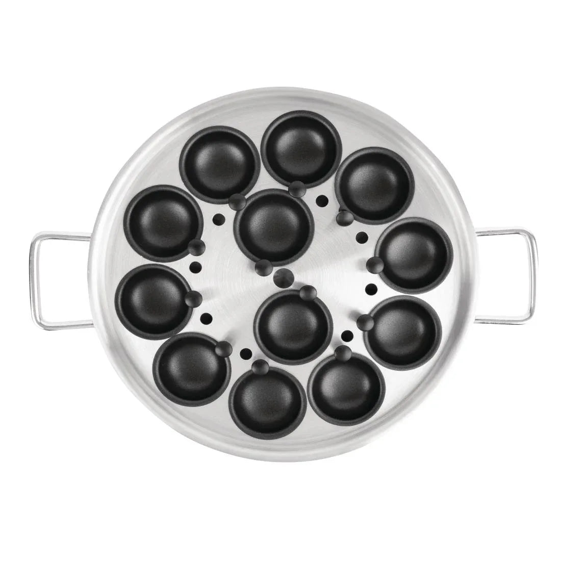 HT975 Vogue Aluminium Egg Poacher Non-Stick Cups - 12 Egg 350mm 14"Dia