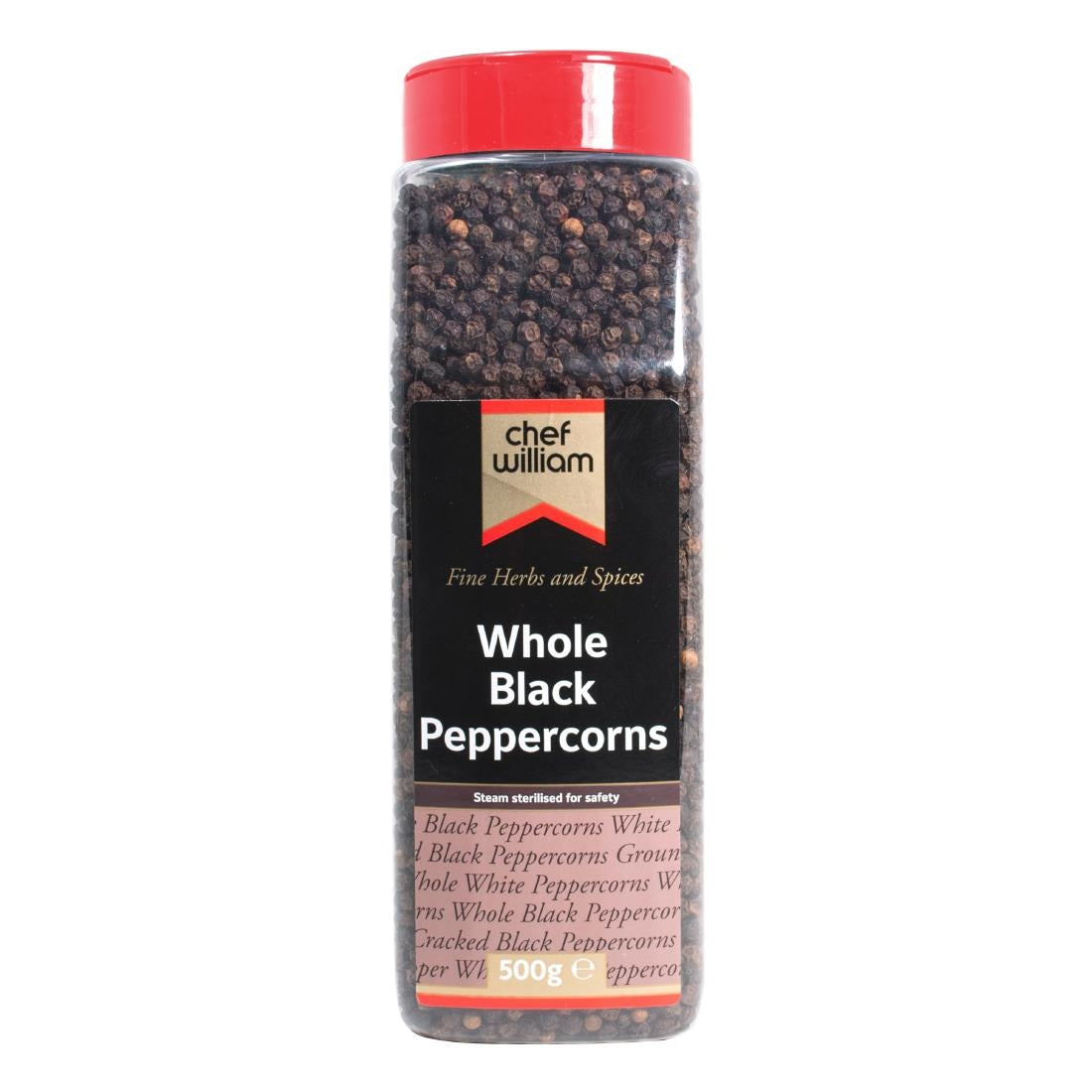 KA001 Chef William Whole Black Peppercorns 500g
